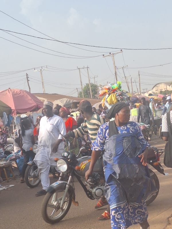 Afternoon market bustles with vendors in Kakuri Gwari, Nigeria