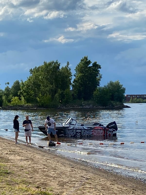 Paddleboard race and outdoor festival on the Kama River