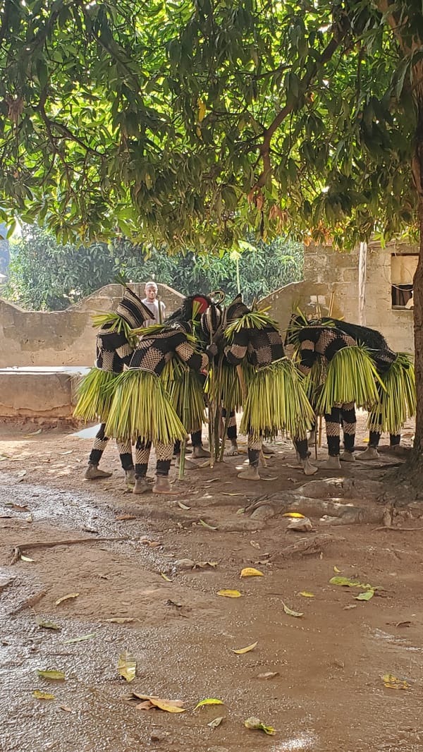 Traditional costume performers gather in Akwanga village celebration