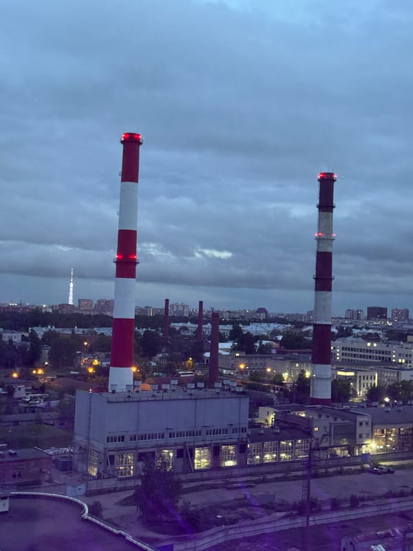 Evening scenes captured in Lednevo showing industrial and residential areas