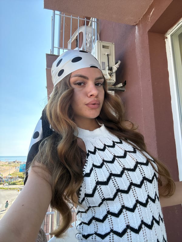 Balcony selfies on a sunny morning in Primorsko, Bulgaria