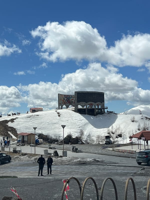 Spring snow scene documented in Gudauri, Georgia