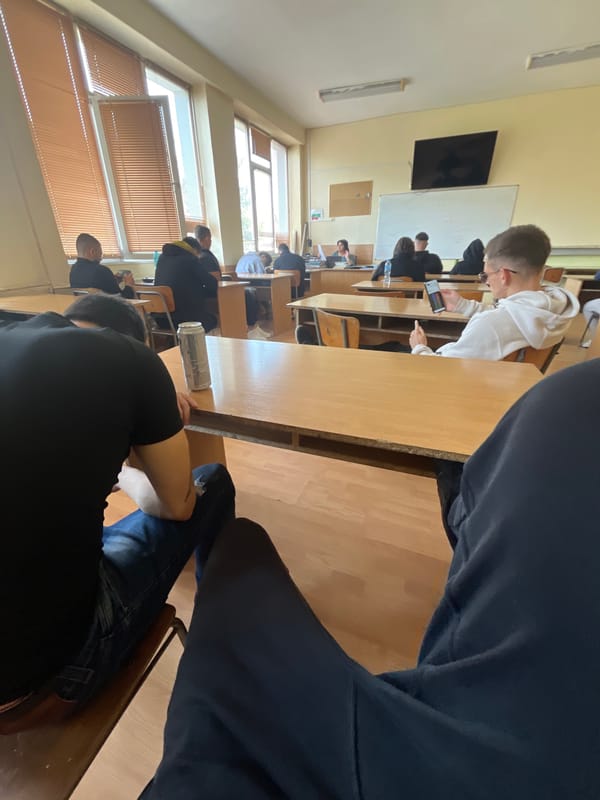 Students use phones during class in Shumen Bulgaria