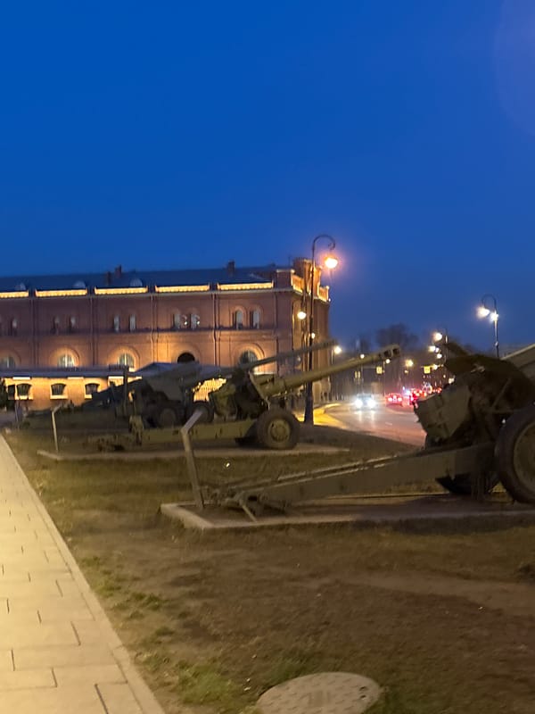 Saint Petersburg landmarks photographed at twilight