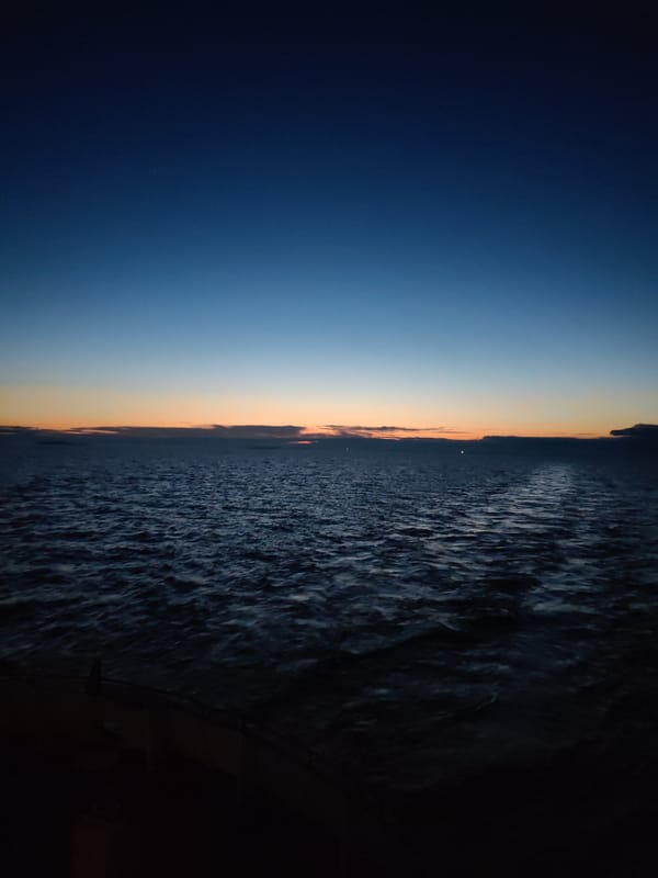 Sunset or sunrise photographed over Russian waters