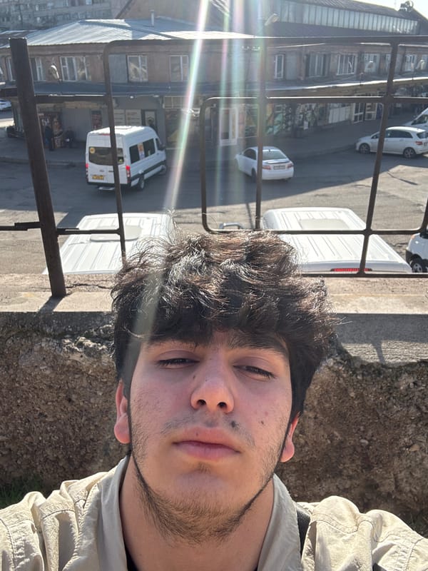 Young man takes early morning selfie in Yerevan