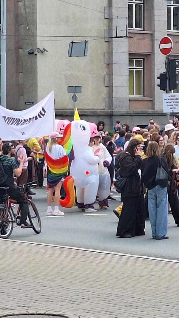 Pride demonstration held in Riga, Latvia near government building