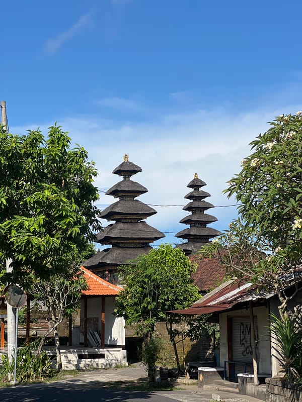 Traditional Balinese temple observed in Sukawati under clear skies