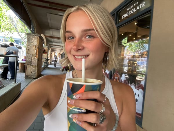 Iced coffee break on a Whistler sidewalk