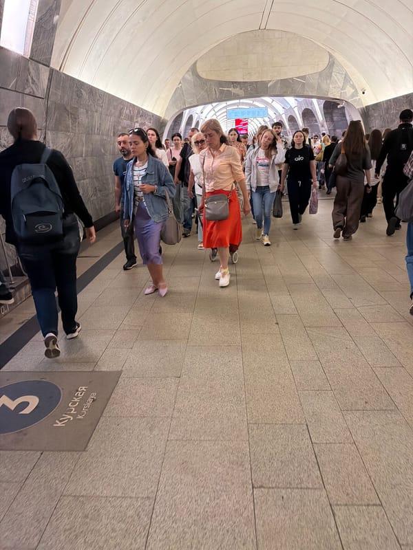 Morning rush through the Moscow Metro system