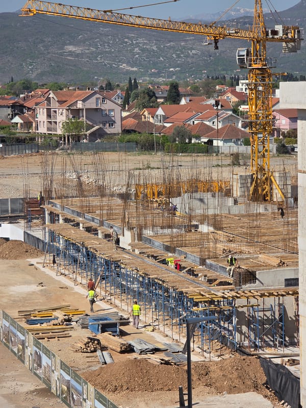 Construction workers active at Podgorica building site