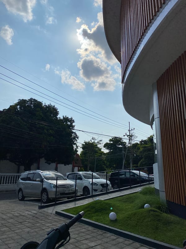 Modern cafe establishment documented in Madiun, Indonesia morning hours