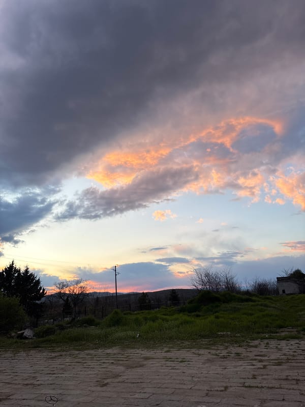 Rural landscape with brick path documented in Perushtitsa, Bulgaria