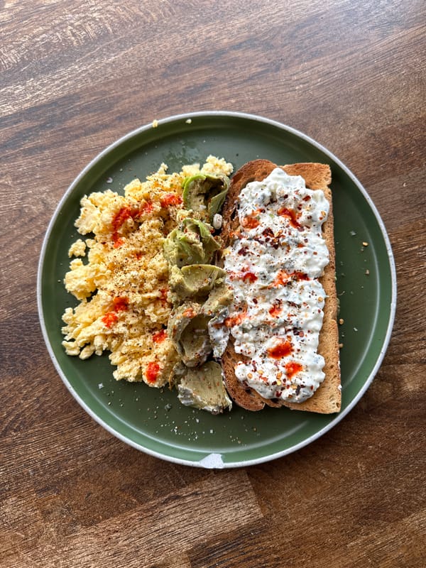 Lunch documented in Stotfold features seasoned toast on green plate
