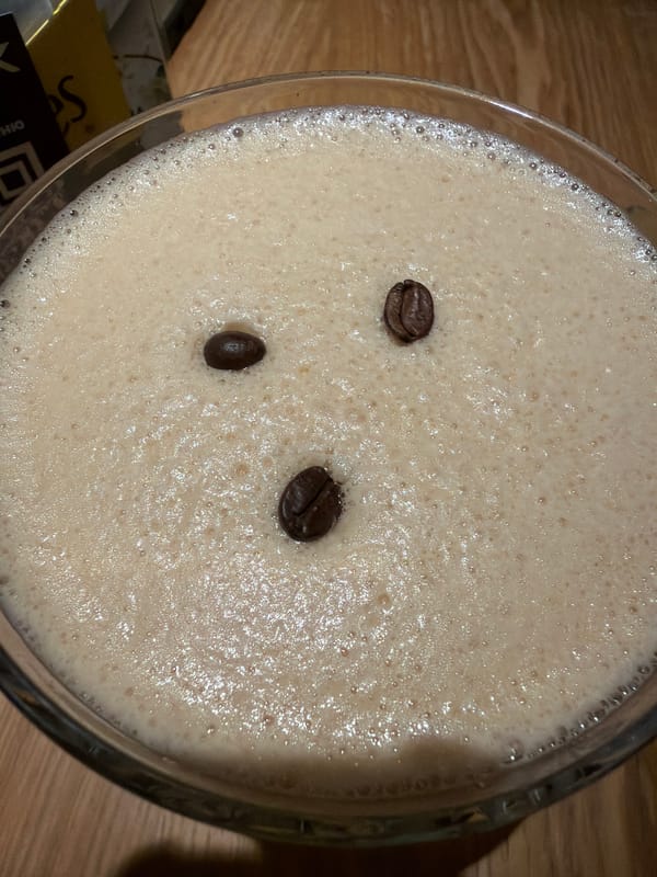 Espresso martini with coffee bean garnish documented in Varna