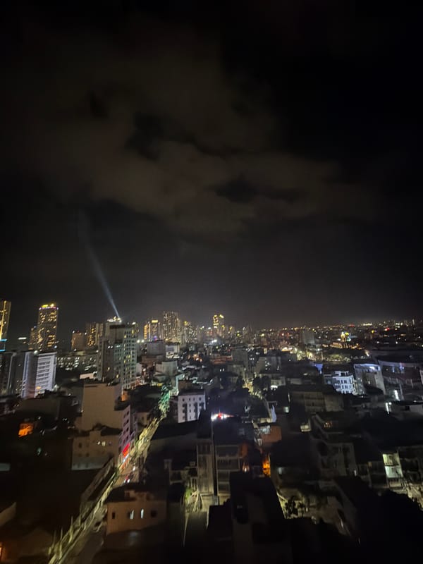 Nighttime skyline photos captured from elevated position in Nha Trang