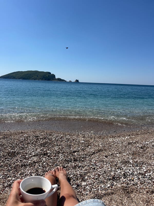 Clear sunny morning captured at Budva beach, Montenegro