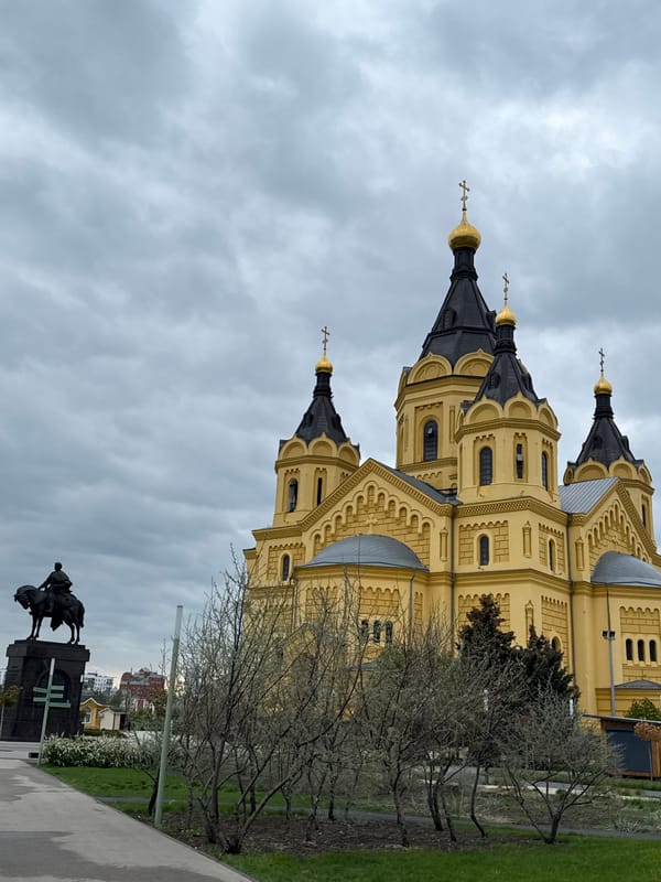 Visitor documents Alexander Nevsky Cathedral interior and exterior in Nizhny Novgorod