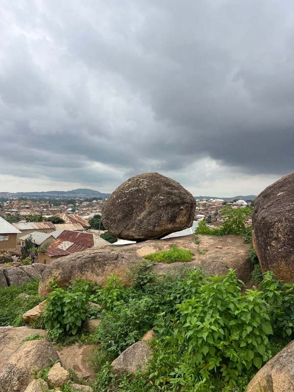 Granite boulders overlooking a hillside settlement in Jos, Nigeria