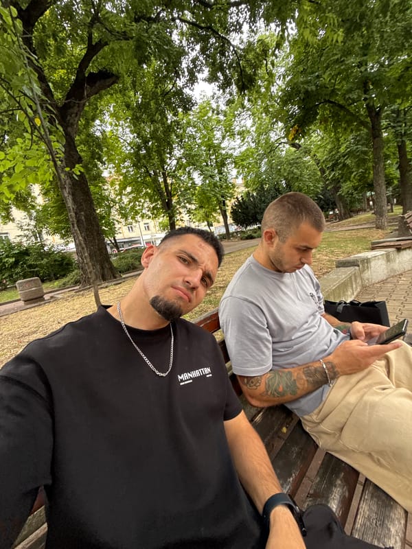Afternoon hangout on a park bench in Shumen