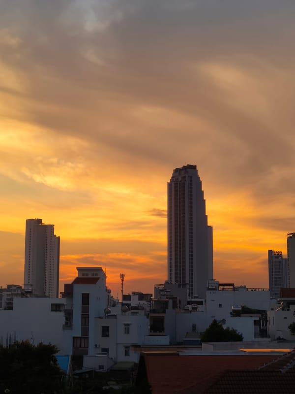 City skyline at golden hour, multiple angles