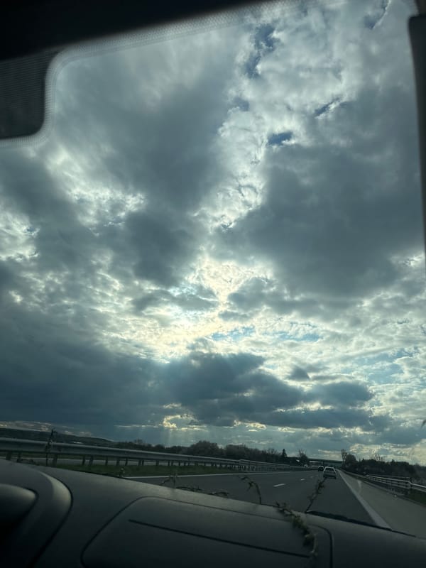 Dramatic clouds observed from vehicle in central Bulgaria