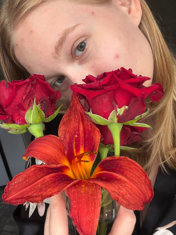 Red roses and decorative objects in a styled close-up series