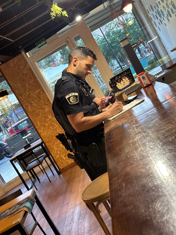 Police conduct routine duties at Alicante restaurant during sushi service