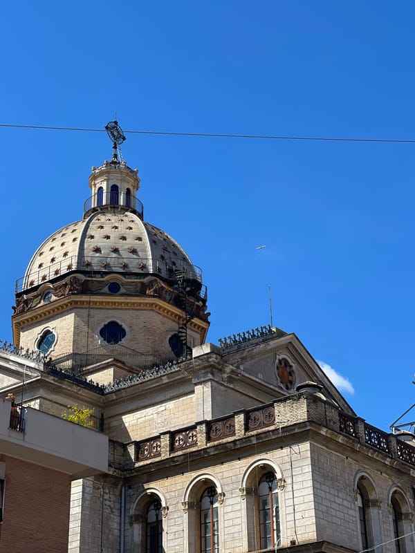 Morning documentation of Sant'Agnese church dome in Rome's Piazza Navona