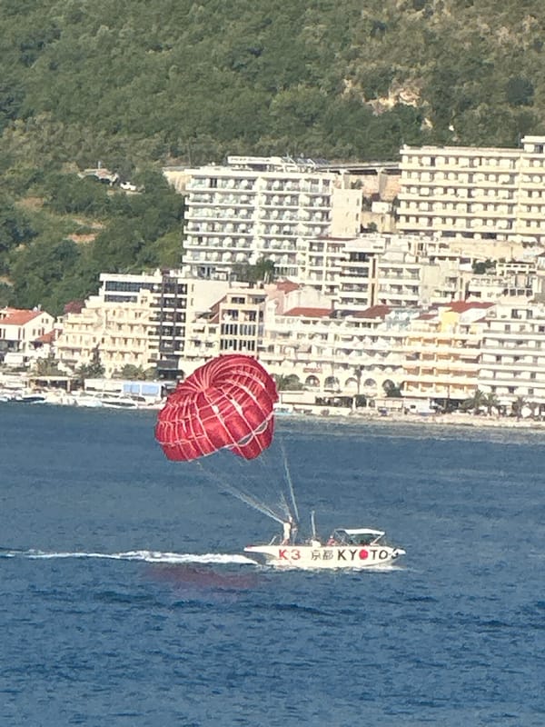 Parasailing and watersports off the Montenegrin coast