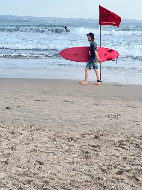 Kuta Beach activity continues despite swimming prohibition flags