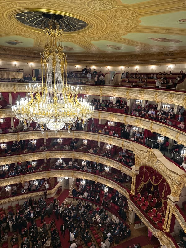 Grand Moscow theater interior photographed from elevated position