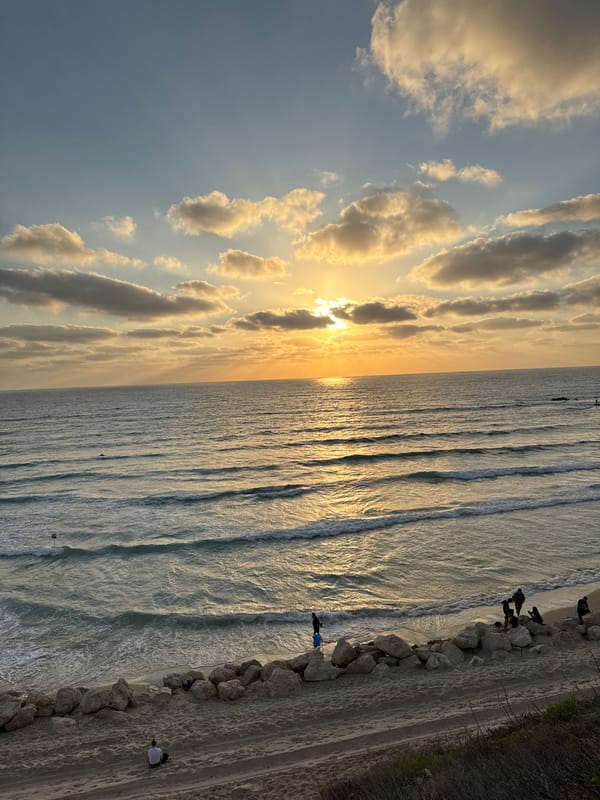 Sunset, ice cream, and fishing on the Bat Yam shore