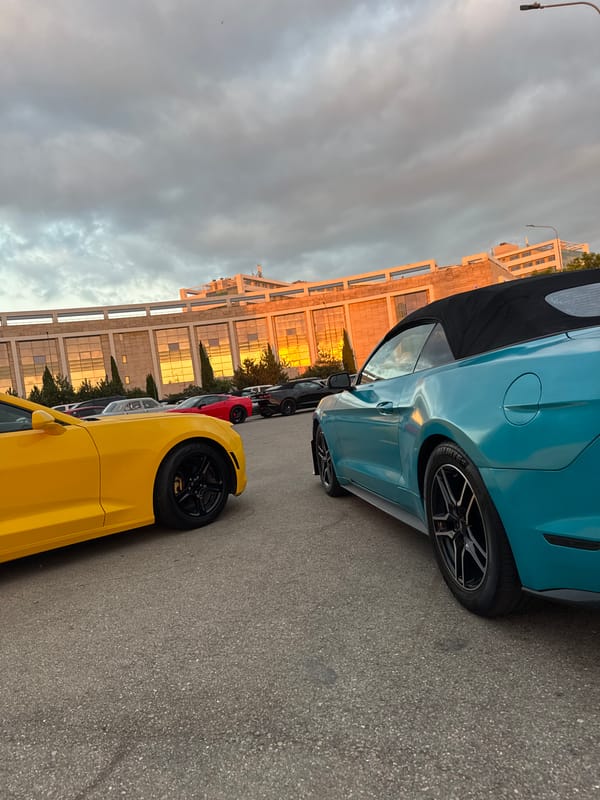 Sunset evening at Sirius waterfront: harbor, planes, and sports cars