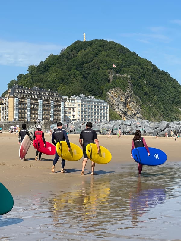 Morning beach activity at La Concha, San Sebastián