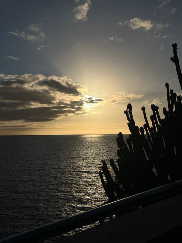 Clouded sunset observed over water in Mogán, Spain
