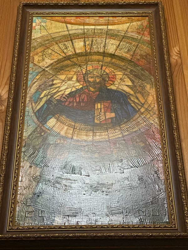 Evening documentation of religious art and nighttime scenes in Kurlutovka