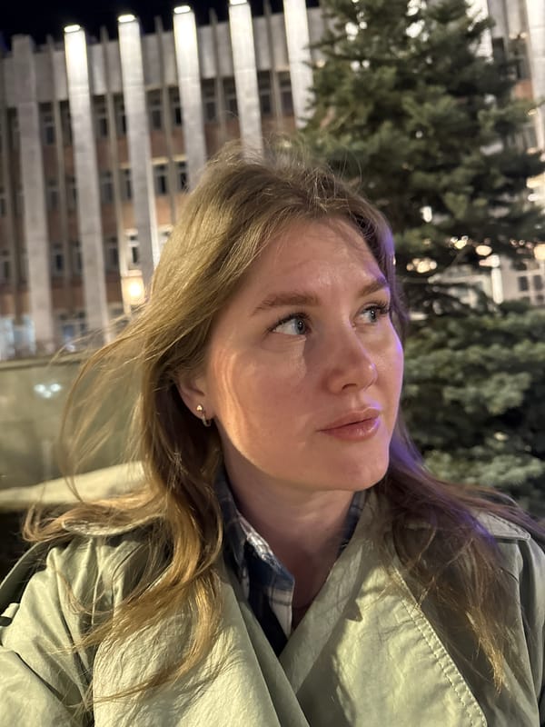 Woman documents evening stroll and dining in Perm, Russia