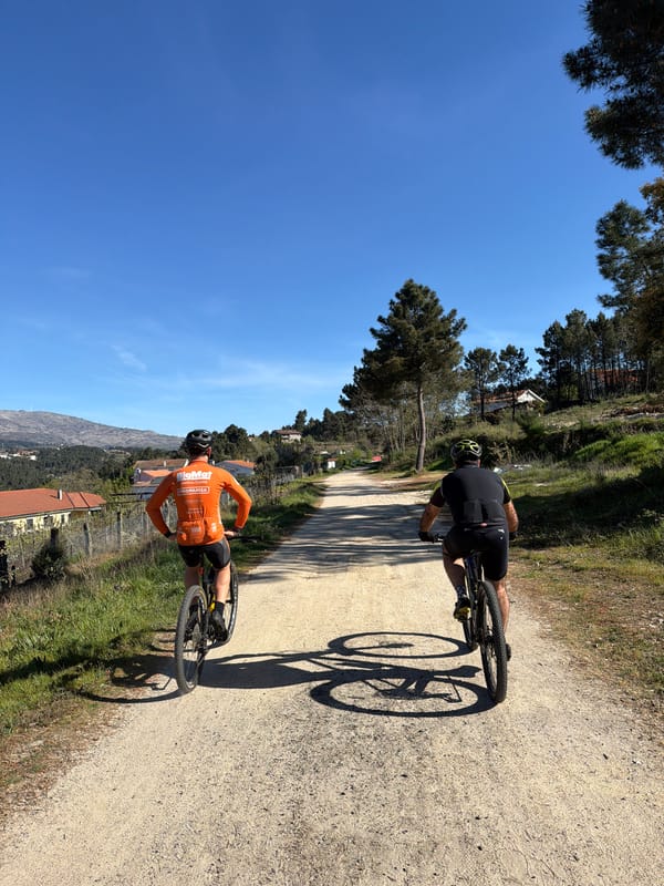 Cyclists navigate dirt path in Vila Real, Portugal