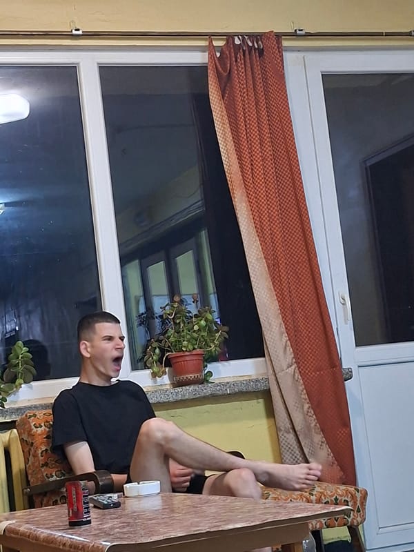 Young man relaxing at home in Pleven, Bulgaria