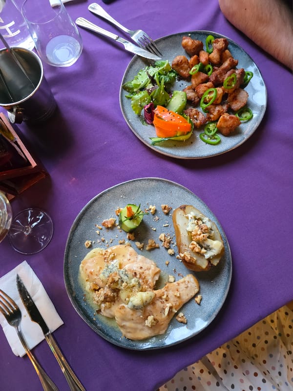 Dinner and cat documented in Pazardzhik, Bulgaria