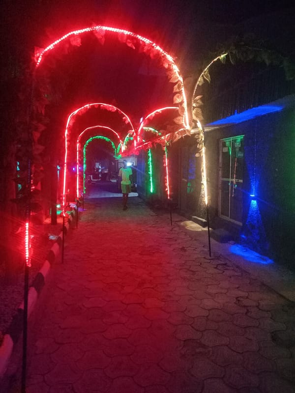Nighttime social gathering documented at entertainment venue in Sabon Tasha