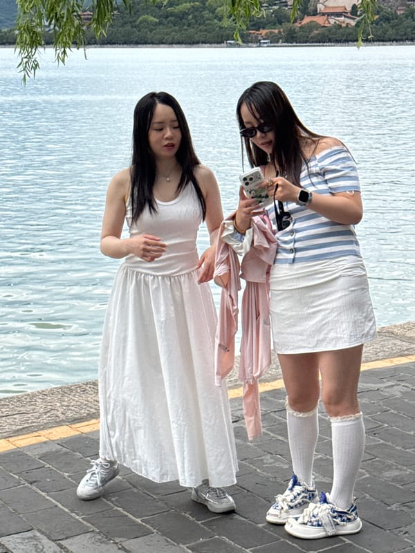 Early morning visitors photographed at Beijing's Summer Palace