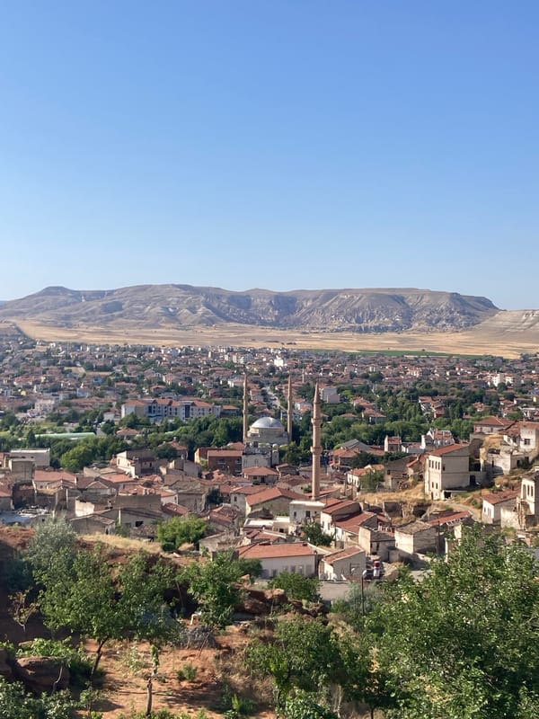 Hillside panoramas over Avanos on a clear Cappadocia morning