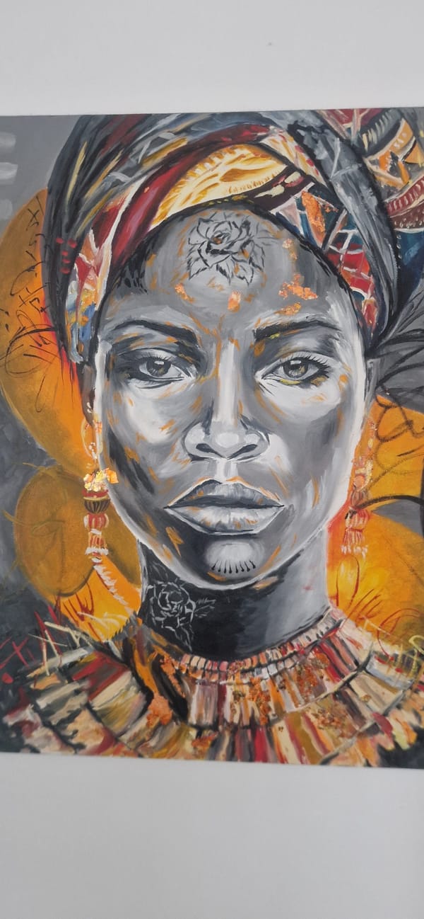 Artistic portrait painting with floral details observed in Bulgarovo
