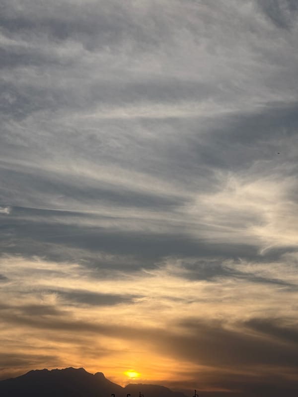Dawn or dusk captured over mountains in Ocotlán, Mexico