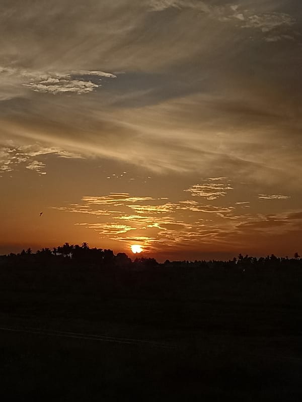 Sunset fading over rural Meunasah Raya, Indonesia