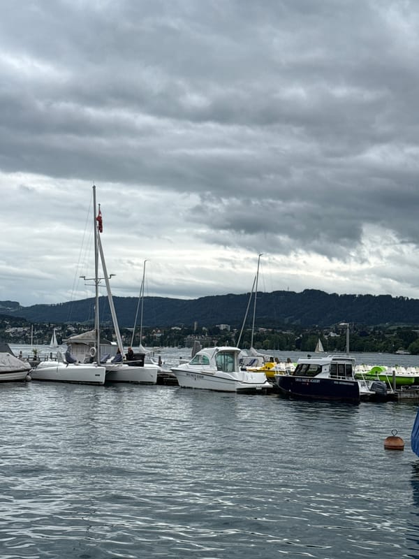 Afternoon stroll through central Zurich lakefront and city streets