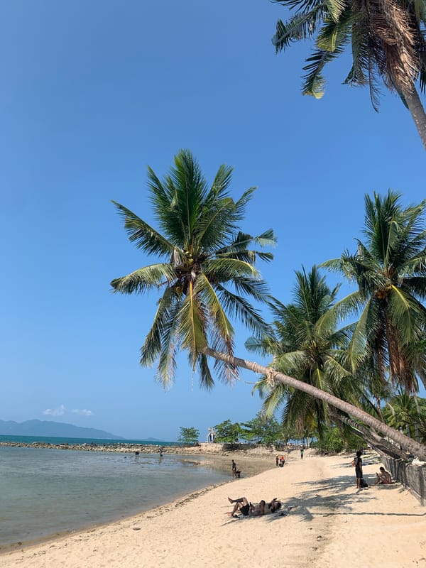 Morning beach scenes documented in Baan Tai, Thailand