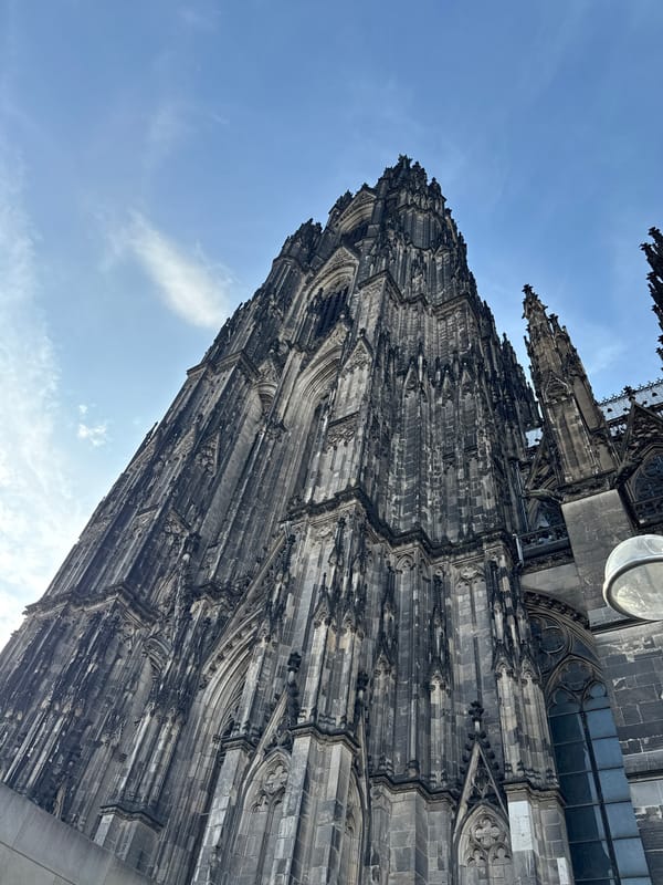 Up-close looks at Cologne Cathedral on a clear summer afternoon